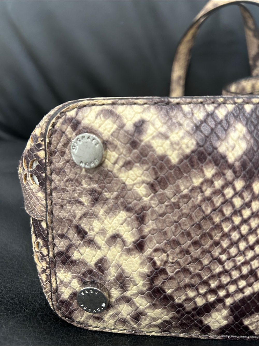 Michael Kors Snake-Print Tote in Brown and Tan 13”X11” - Picture 5 of 12